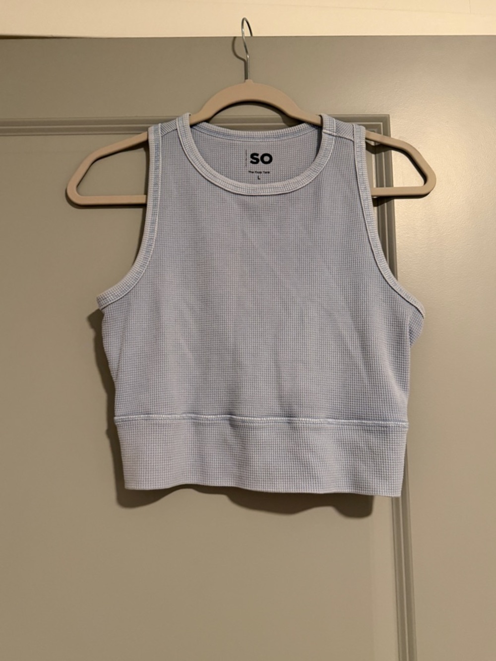 SO Light Blue Ribbed Cropped Tank